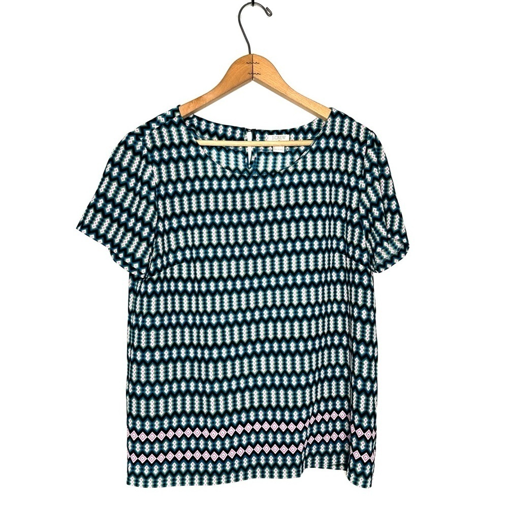 J. Crew | Geometric Short Sleeve Top Blouse Size S